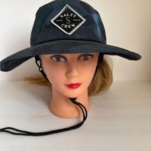 Salty Crew Dark Camouflage Boonie Hat with Chin Strap